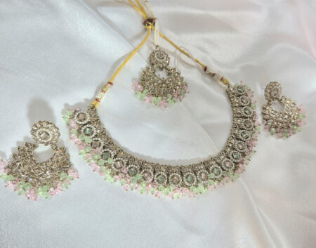 Pastel Mint & Pink Kundan Set