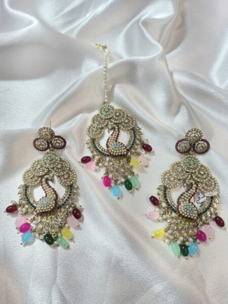 Multi-Color Chandbali Set (Earrings + Tikka)